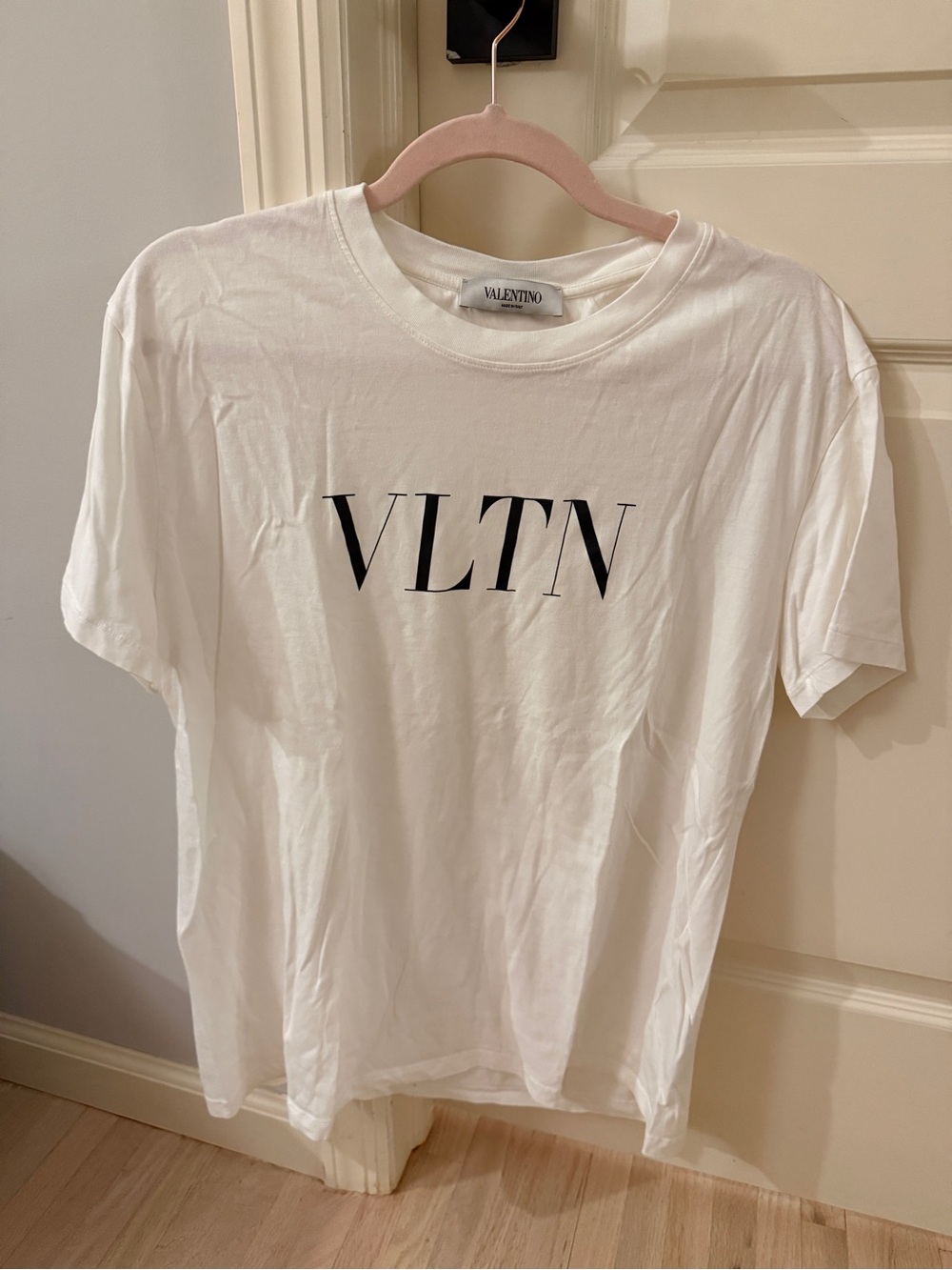 Valentino White Tee with Black VLTN Logo